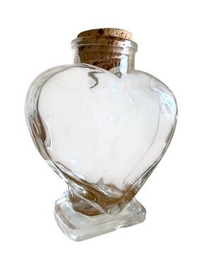 Vintage House of Fragrance Glass Heart-Shaped Bottle with Cork Stopper